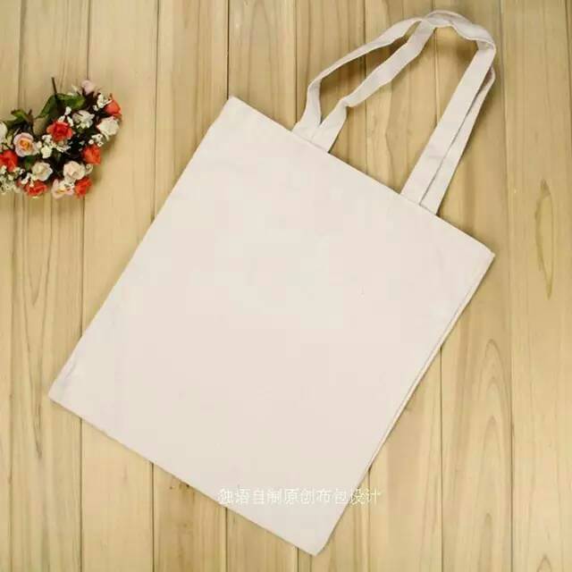 RIZKIBAG Tote bag kanvas polos murah brokenwhite