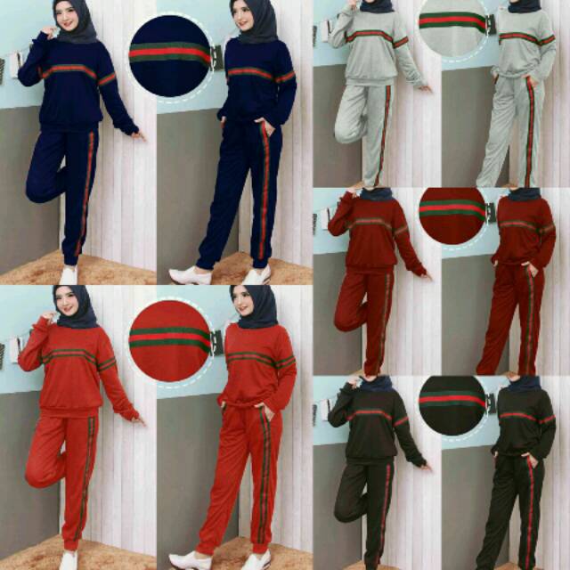 Baju stelan wanita fashion setelan muslim modern muslima pakaian busana wanita cewek senam baru 2019