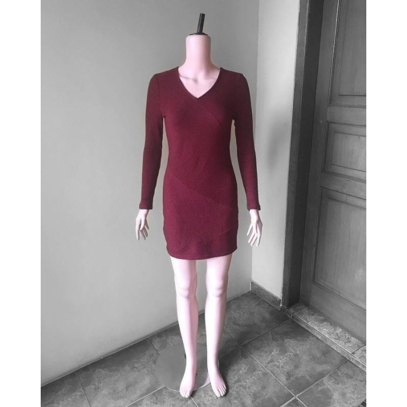 bodycon dress mango red maroon)/baju model bodycon mango merah maroon