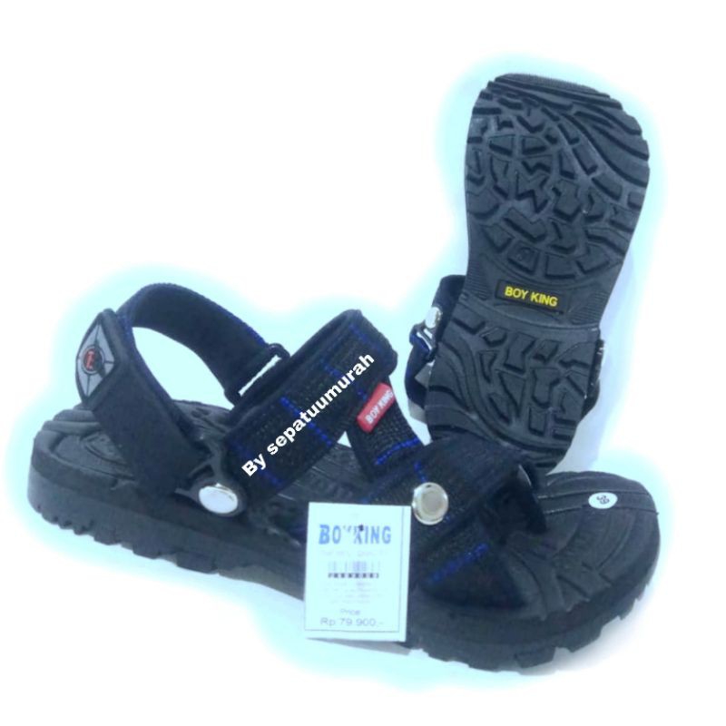 [COD] Sandal Gunung Hiking ORIGINAL Handmade By BOY KING-G.BLACK BLUE TPR