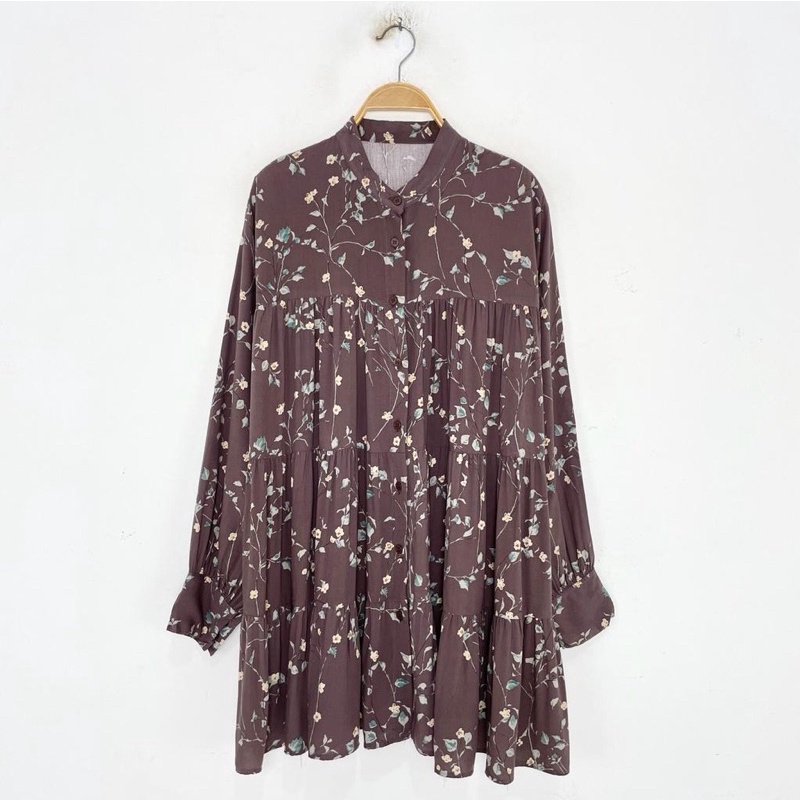 Kemeja Wanita Casual Lengan Panjang Model Longgar Versi Korea Motif / kemeja fazza fashion-Foto 4