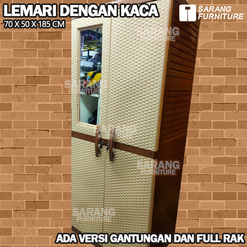 JUMBO! Lemari Pakaian Plastik Lemari 4 Susun My TOP Gantungan Dan Hambalan Dengan Kaca Dengan Kunci