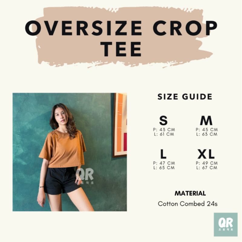 KAOS CROP TOP OVERSIZE COMBED 24S PREMIUM OVERSIZED TEE