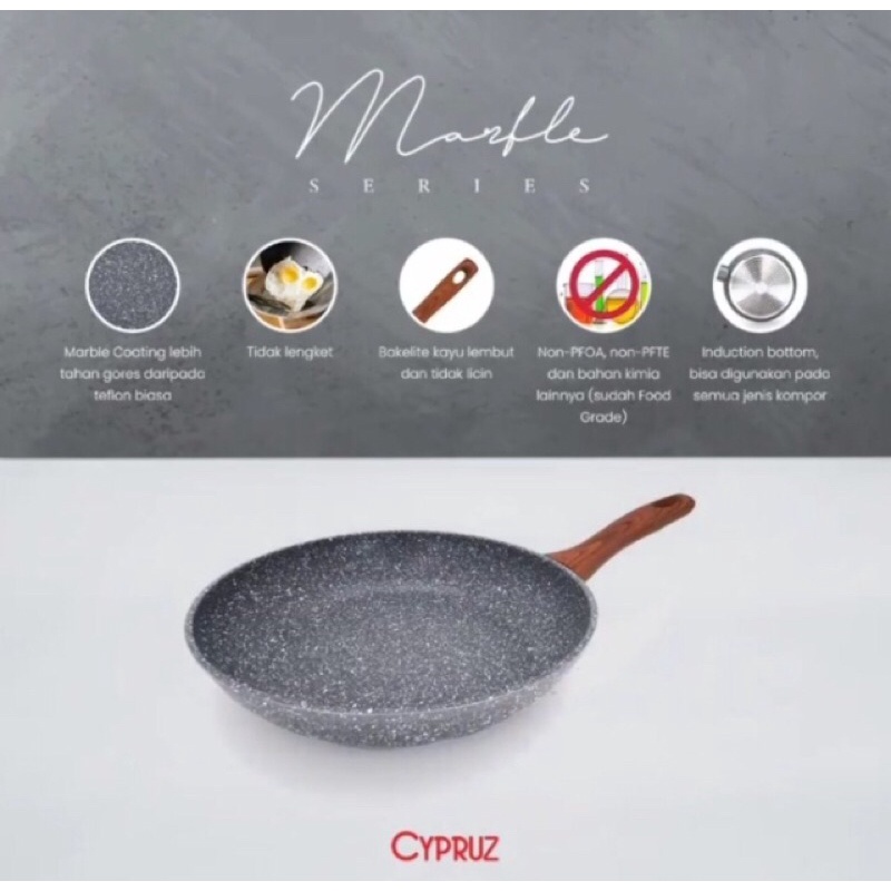 CYPRUZ Fry Pan Marble | Wok Pan Marble | Granite Wajan anti lengket