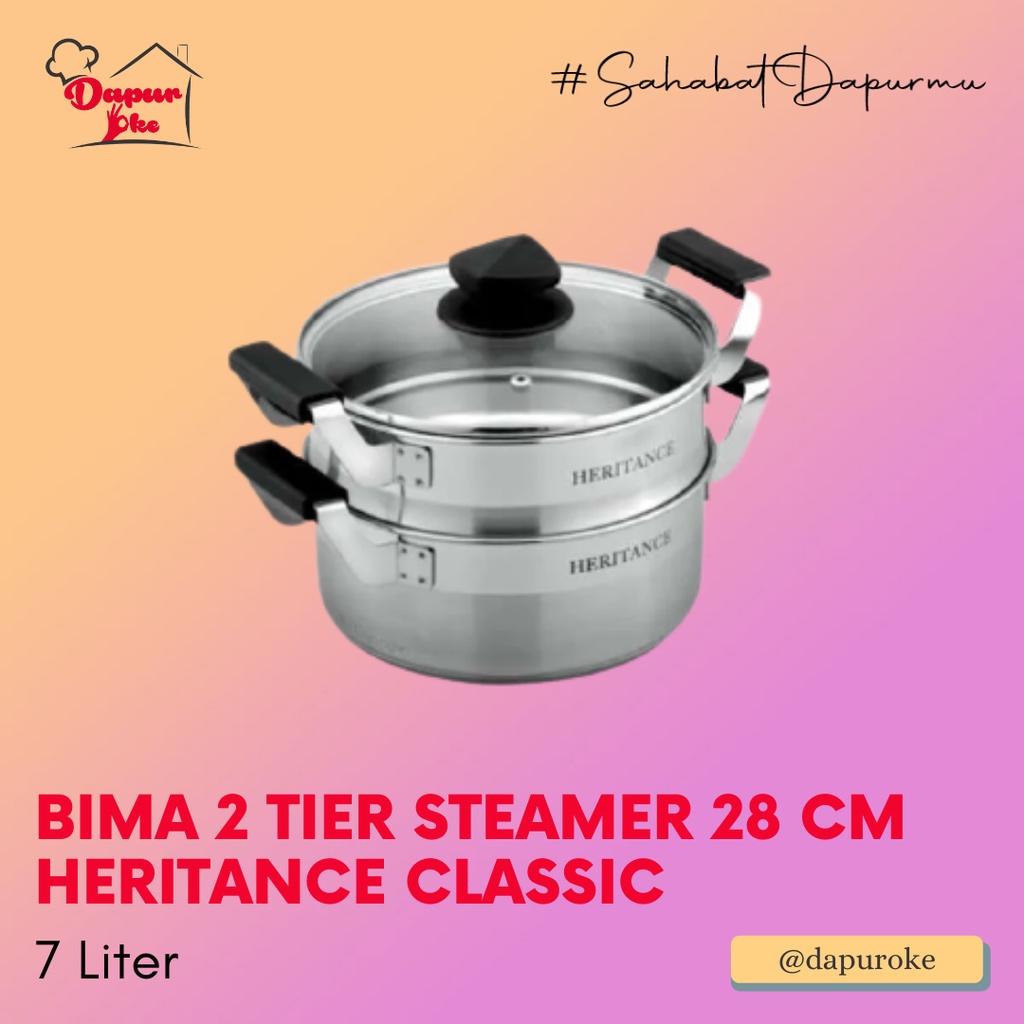 Bima 2 Tier Steamer 28 cm Heritance Classic / Panci Kukus Serbaguna