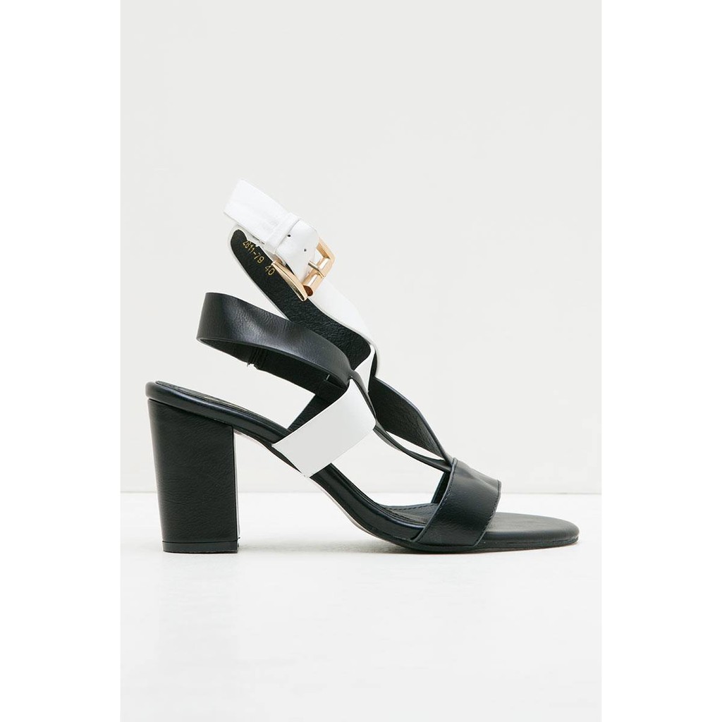 Original Berrybenka Hope Block Heels - Hitam/Putih Heels / Ankle Boots / Sneaker