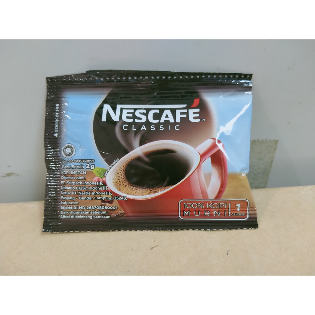 

Nescafe Classic 2gr (1 sch) Kopi Hitam