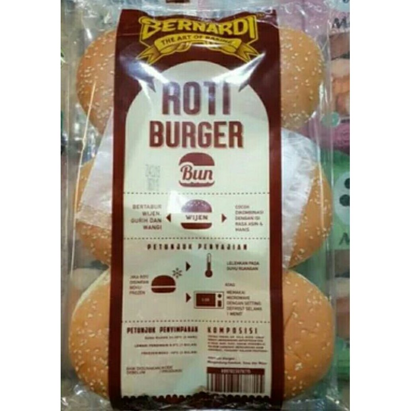 

roti burger bernadi isi 6 DI TABUR KAN butiran wijen