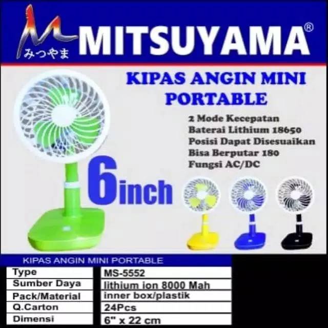 Kipas Angin Mini portable Mitsuyama MS 5552 6Inch / MS-5552