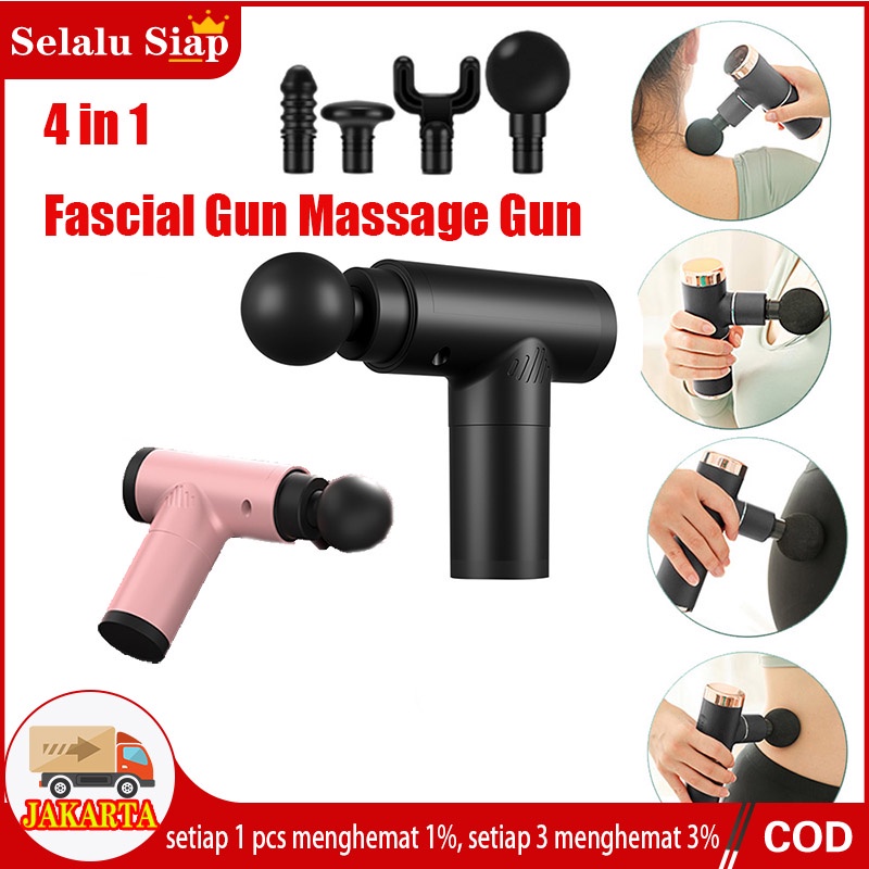 4 in 1 Fascial Gun Massage Gun Alat Pijat Getar Terapi Otot Therapy Massager Gym Pembentuk Otot Electric