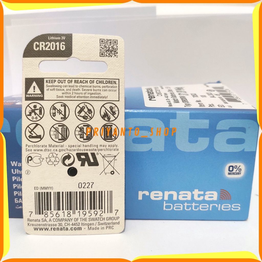 RENATA CR 2016 BATTERY BATRAI JAM TANGAN RENATA CR2016 CR-2016 ORIGINAL SWISS