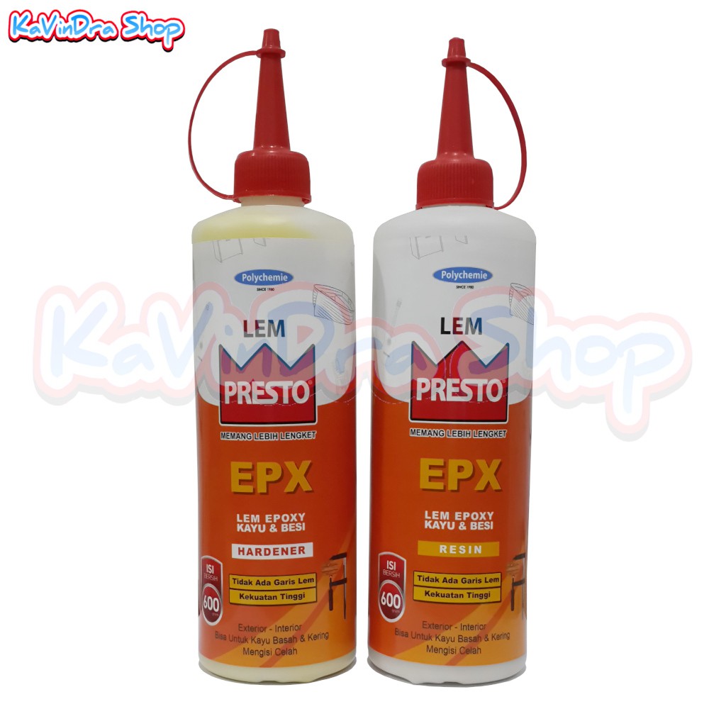 Lem Epoxy Kayu dan Besi - Presto EPX @600 Gram Sepasang (600 Gr Resin + 600 Gr Harderner)