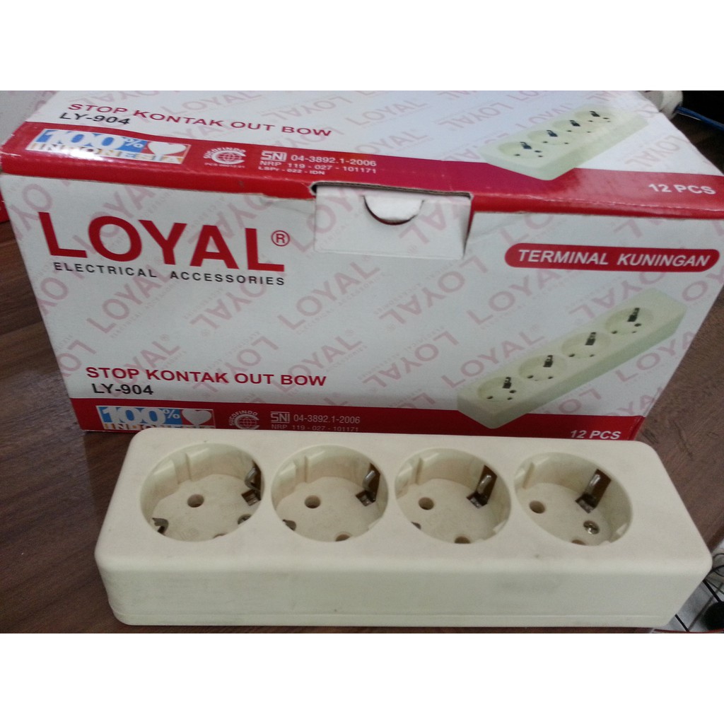 Loyal Stop Kontak Kuningan Bagus Lubang 4 / U4 LY-904