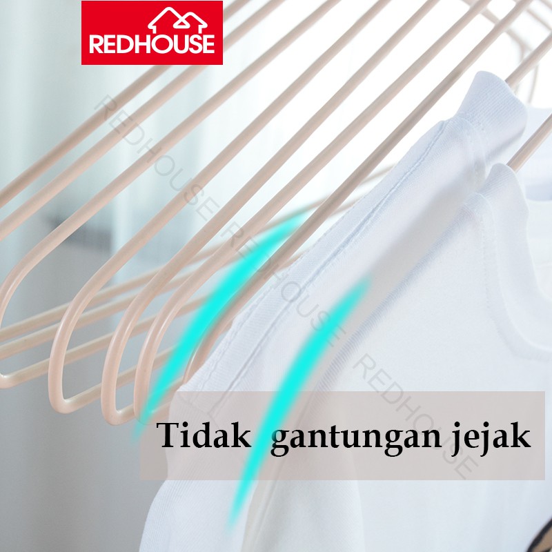 RED HOUSE Gantungan Baju Anak 755 Hanger Kawat Lapis Plastik  Isi 10 Pcs RED HOUSE