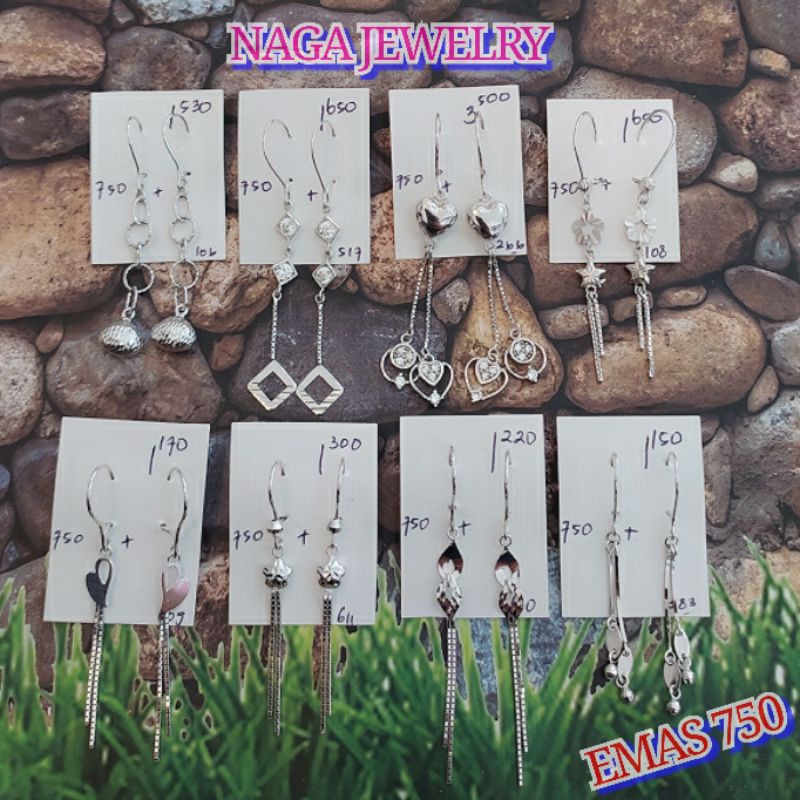 ANTING PUTIH EMAS KADAR 750