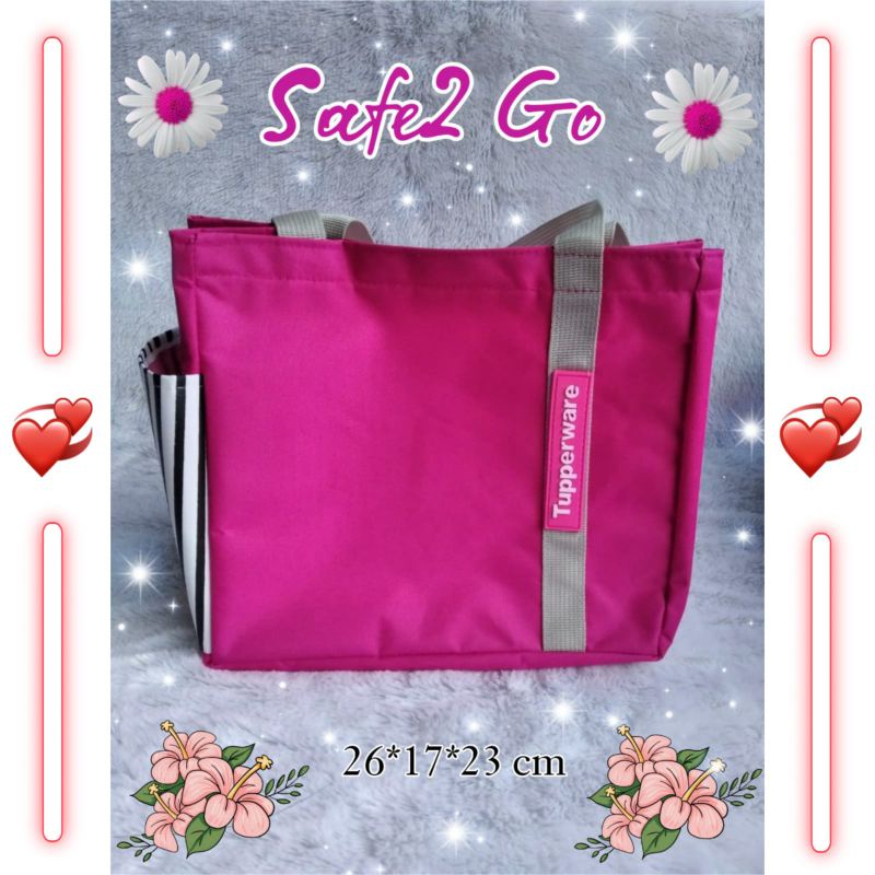 Terlaris Tas bekal Makan Logo Karet / Tote Bag Safe2 Go ( Zipper bunga es) / Tas Bekal Safe2 Go