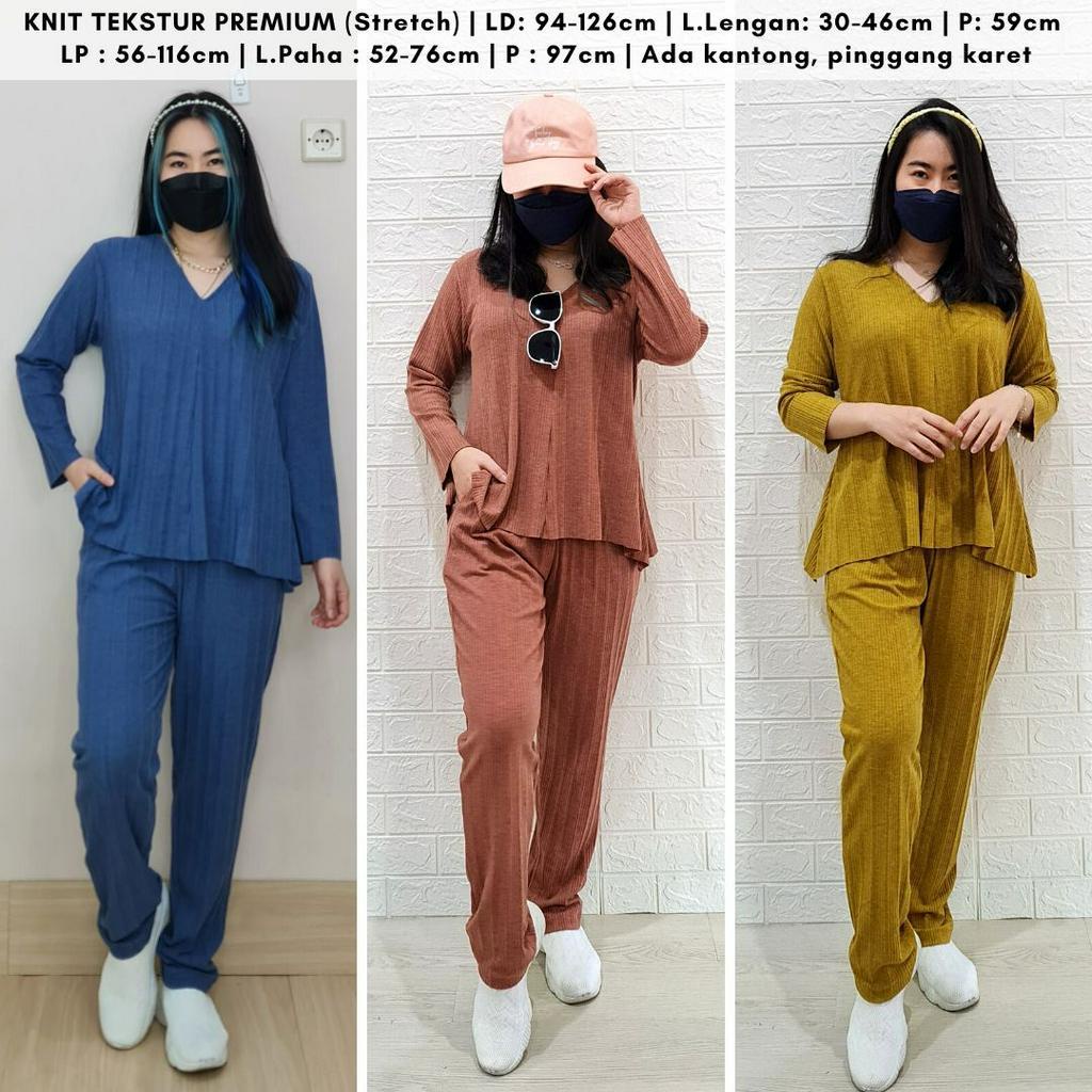 4416 theara knit long one set polos sleeves vee knit premium