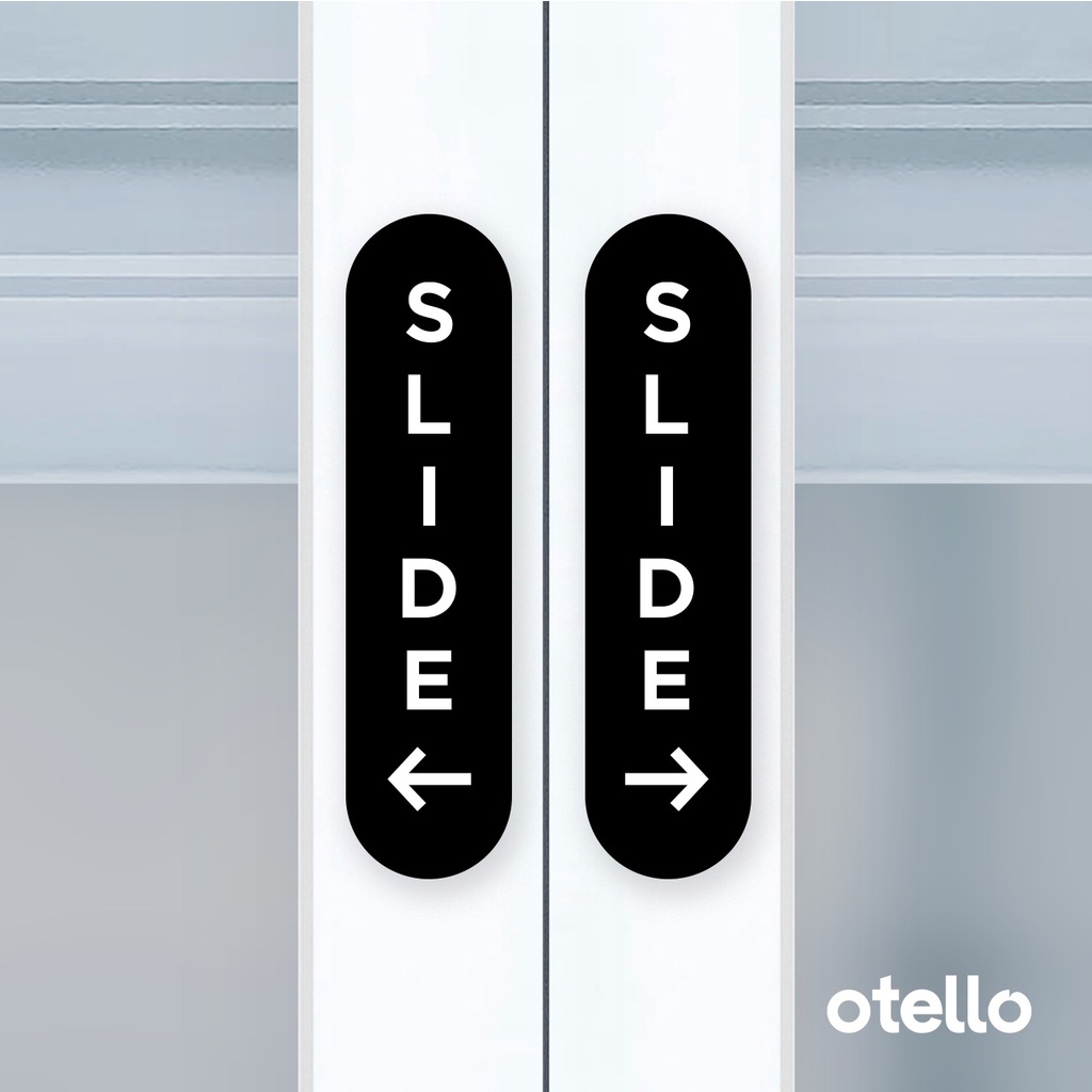 Otello Label Sticker Slide Geser Rounded Classic Sign Acrylic Kayu Modern Minimalist Signage Board Label Akrilik Kayu Pintu Tempel Stiker Pintu Kafe Restoran Kantor Gedung