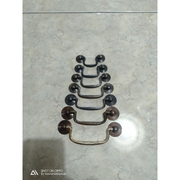 TERLARIS Handle / Tarikan Laci Lemari Jendela Rumah Kuningan Antik Motif Polos 11cm