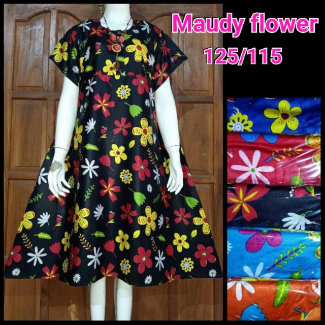 MAUDY DASTER JUMBO RAYON - baju rumah motif bunga-bunga daster busui kekinian lengan pendek payung