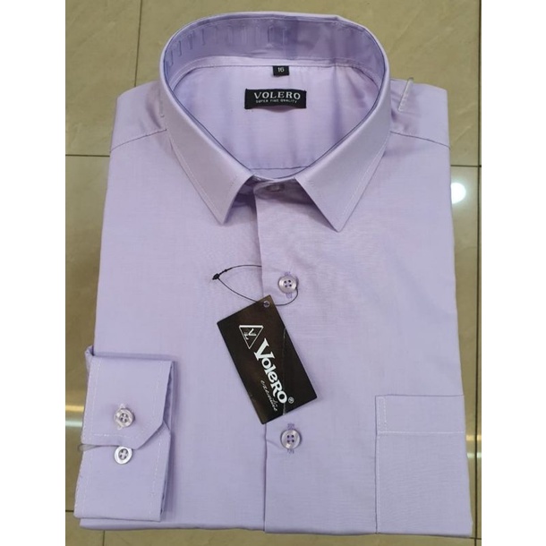 Kemeja Polos Pria Lengan Panjang Volero - Ungu Muda