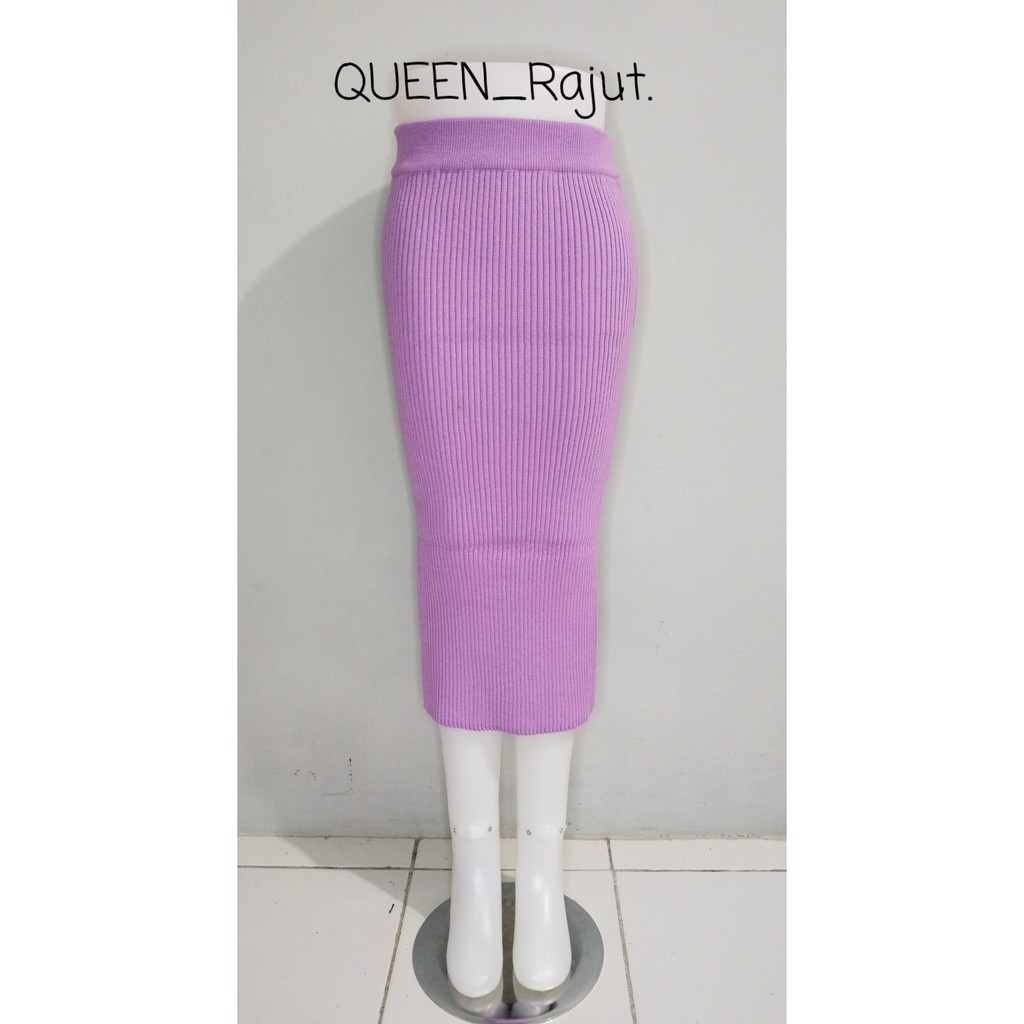 ROK SPAN RAJUT/ROK SPAN KNITTED/ROK PANJANG DAN ROK 7/8 PREMIUM-LILAC