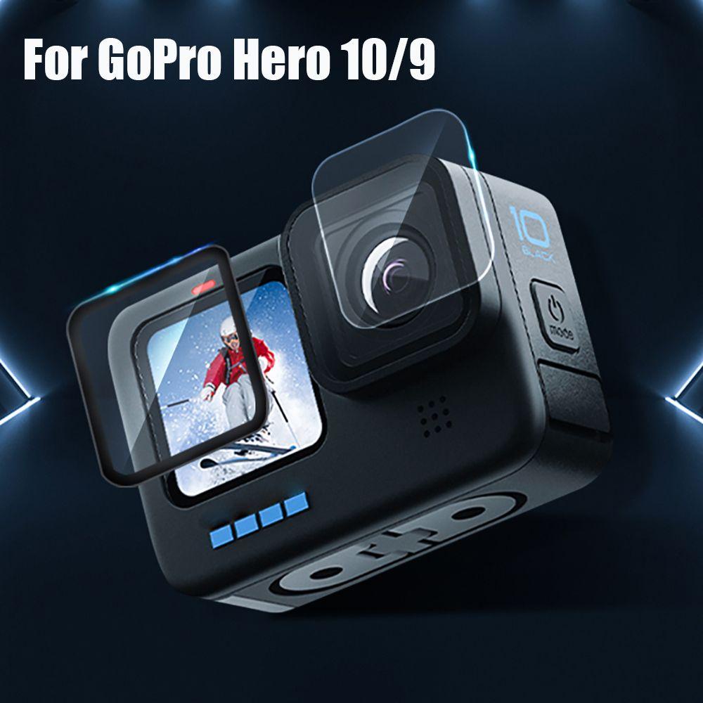 POPULAR Populer 1/2set Film Pelindung Layar Kamera Aksesori Kualitas Tinggi Untuk GoPro Hero10 9hitam