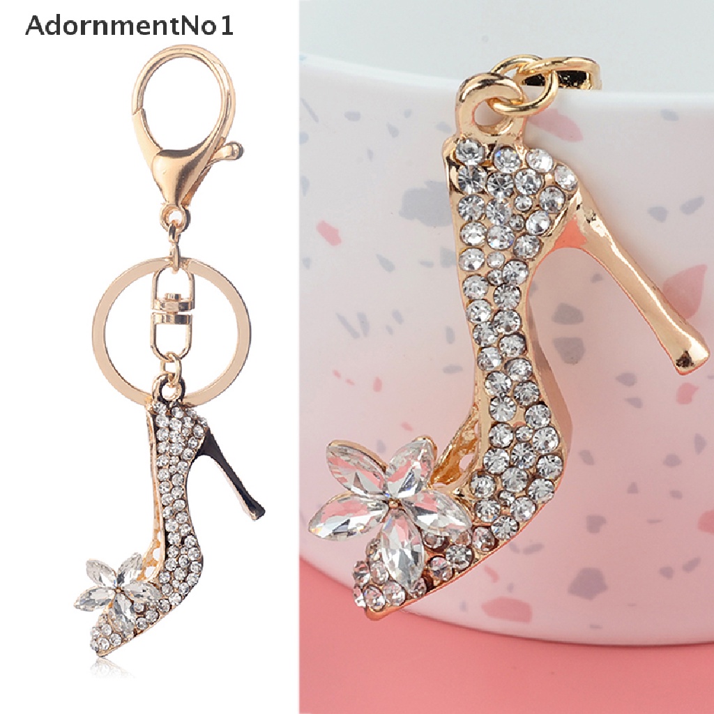 (AdornmentNo1) Gantungan Kunci Bentuk Sepatu High Heels Aksen Kristal Bahan Alloy Untuk Aksesoris Tas