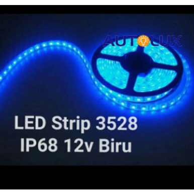 Lampu Led Strip 3528 IP68 60LED 12v Biru/Led Strip IP68 12V Biru putih