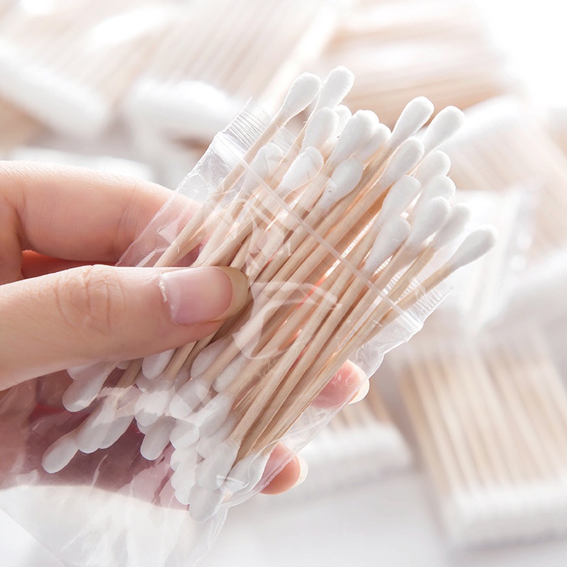 COD❤️100pcs Cotton Buds Korek Kuping Telinga Charmi Pembersih Bukan Pigeon Huki Kayu Bambu Cotton Swab Bamboo Rambu