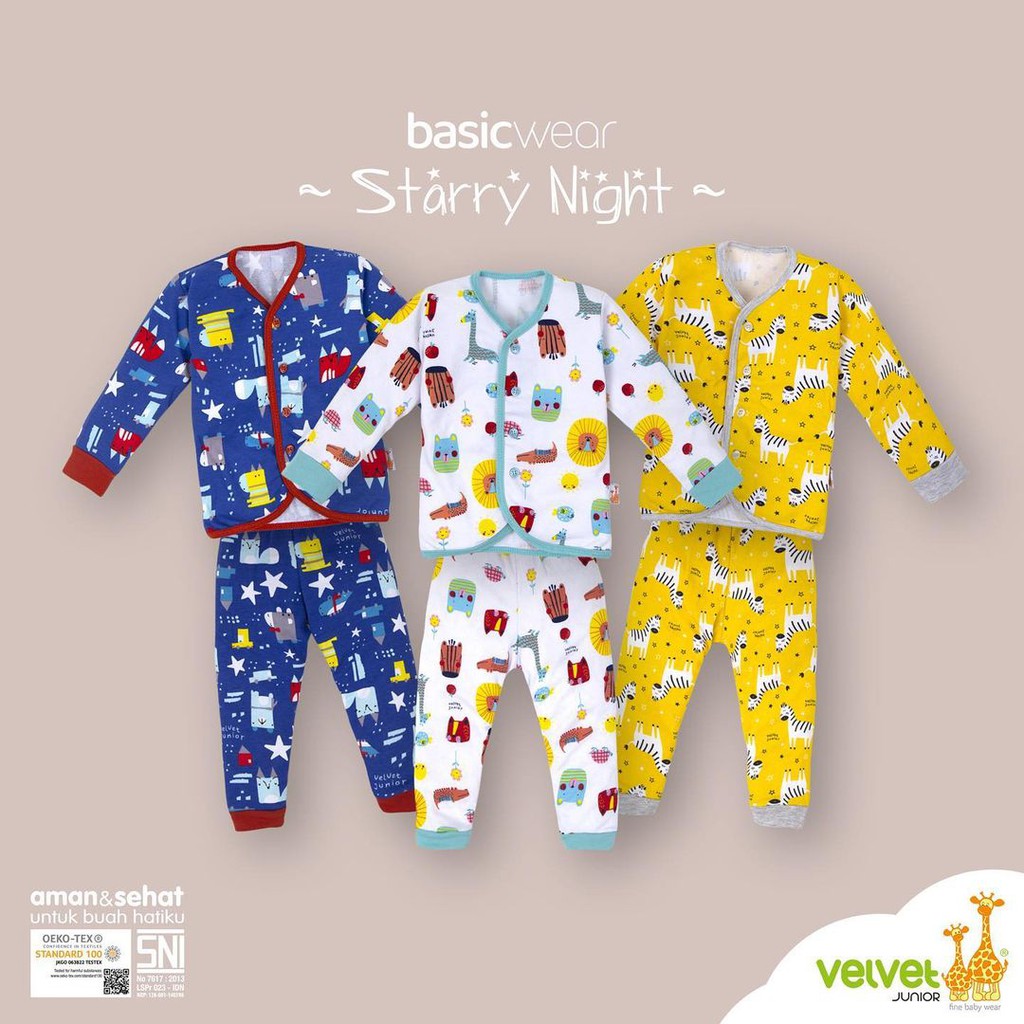 VELVET PIYAMA STARRY NIGHT SERIES / PIYAMA BAYI / SETELAN BAYI / VELVET