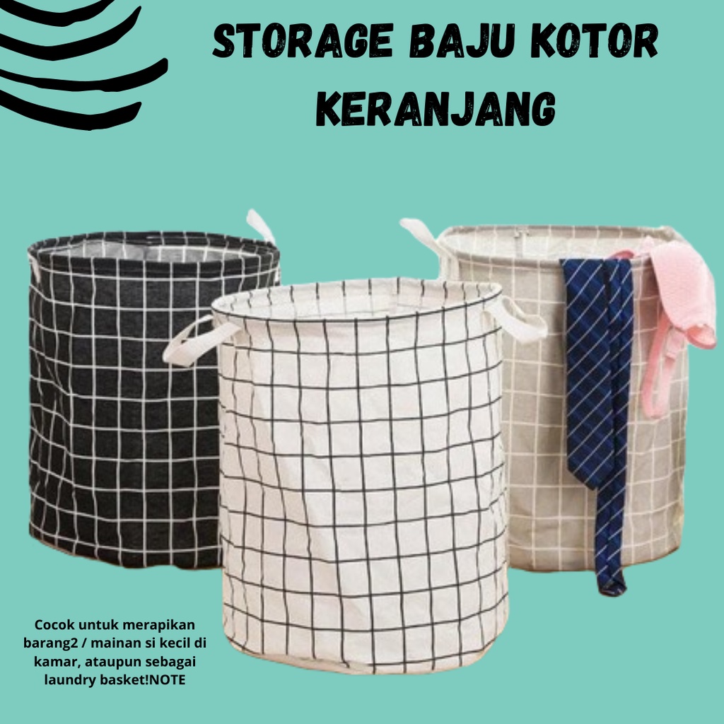 MULTIFUNGSI!! Keranjang Laundry Lipat Bahan Kanvas / Keranjang Mainan / Keranjang Baju Kotor