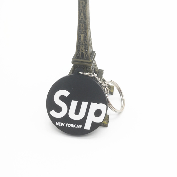 [Ready Stock] PVC Silicone Tide Brand Keychain Key Ring Double-sided Tide Brand Supreme SUP Soft Glue Pendant