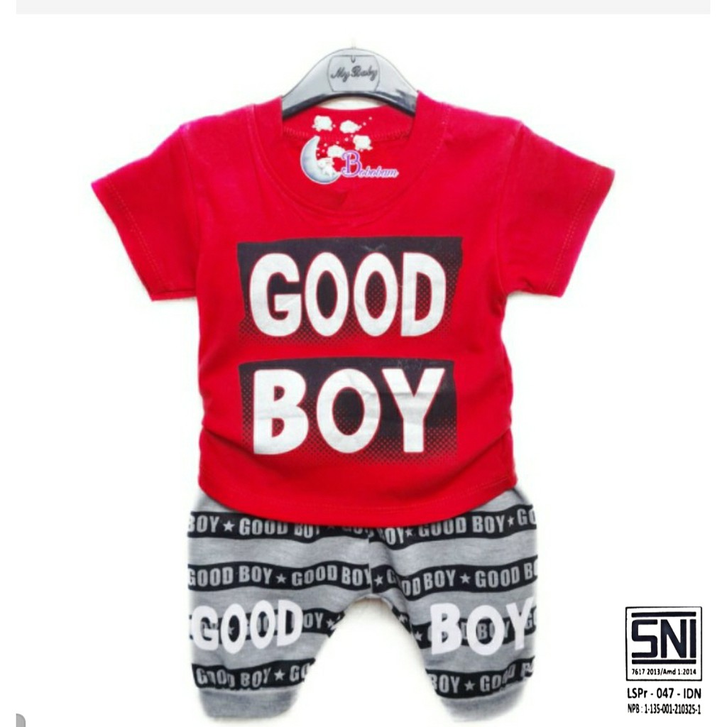 BOBOBAM BAJU BAYI ECER CASUAL KASUAL SETELAN ANAK GOOD BOY HARGA GROSIR