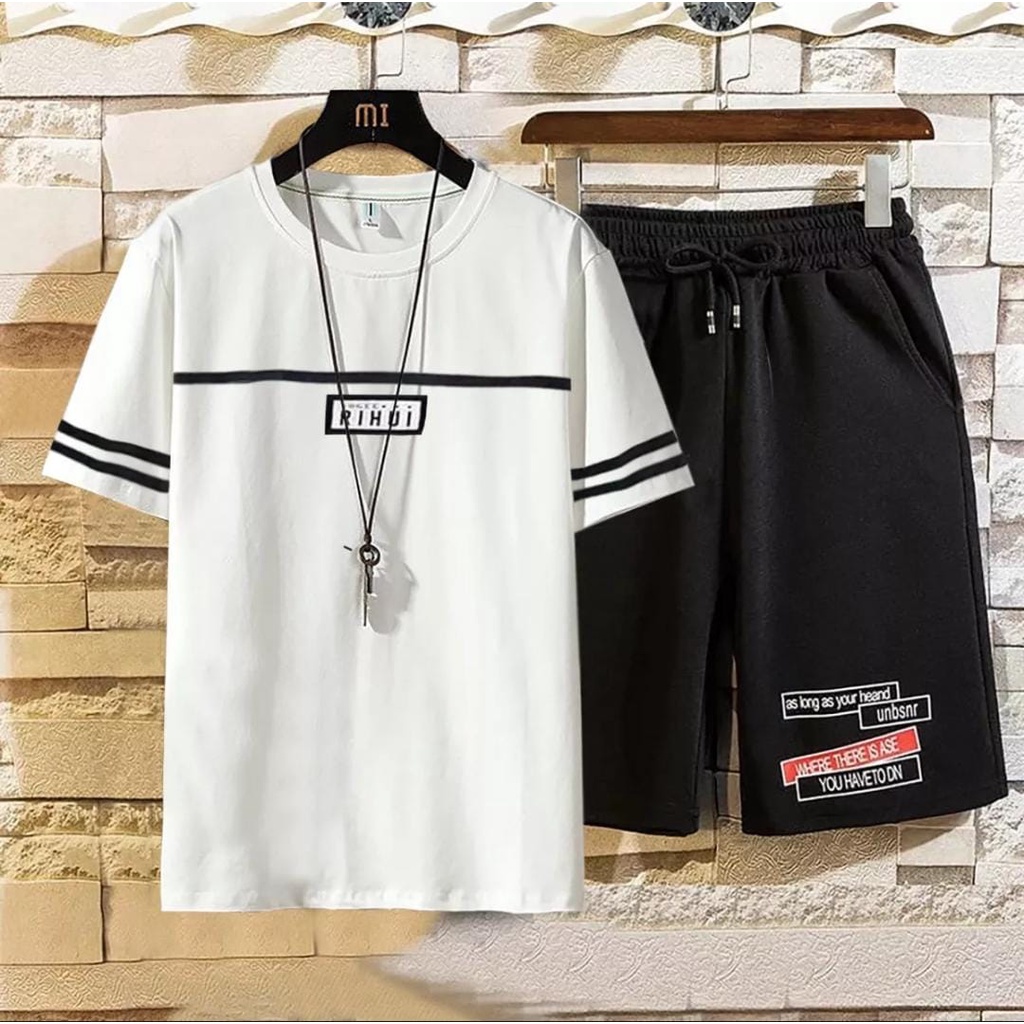 SETELAN size M|L,XL fashion bandung pakaian set pria setelan rihui-animos