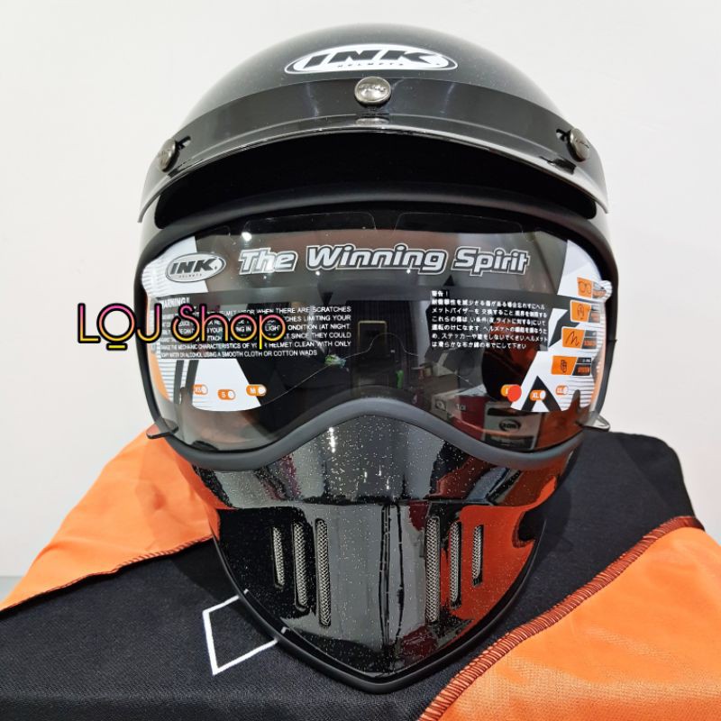 HELM INK TROOPER SOLID GLITTER BLACK FULL FACE HELM CAKIL