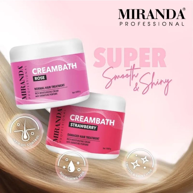 MIRANDA PROFESSIONAL Creambath 1000gr | Aloe Vera - Strawberry - Mint - Rose