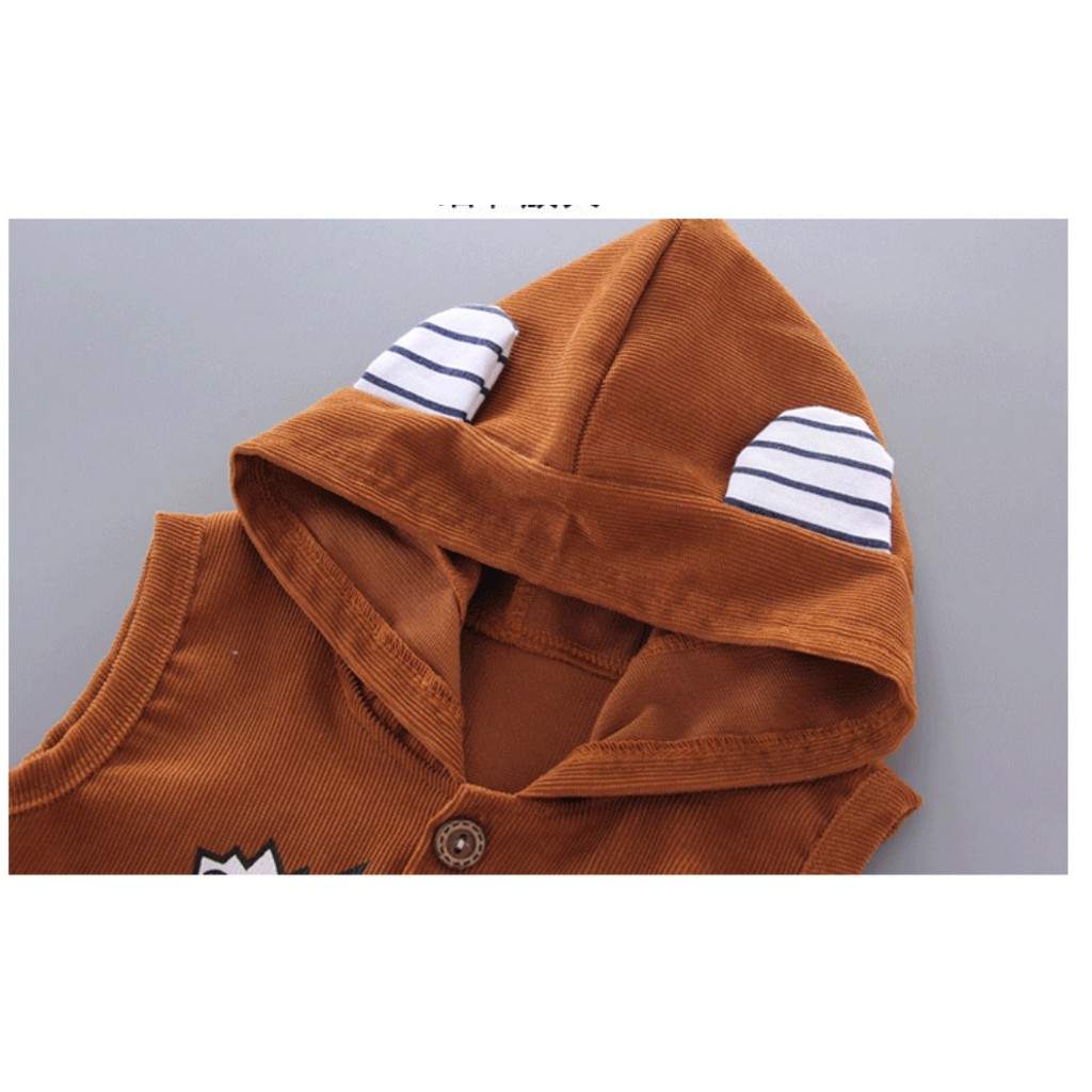 SSL49-Setelan Anak Laki Hoodie Line Corduroy Star