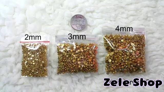 HALF PEARL GOLD METALIC | BAHAN NAIL ART | RHINESTONE