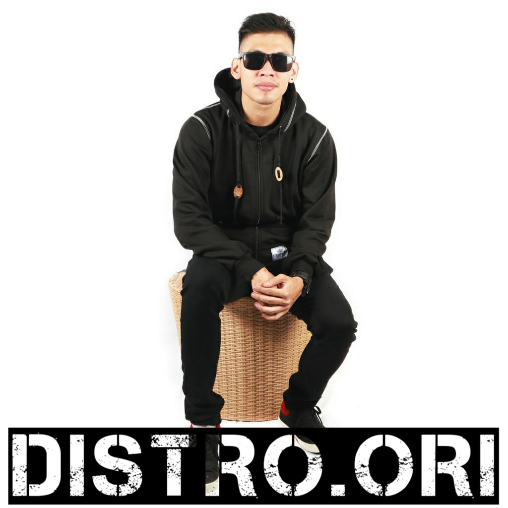 JAKET HOODIE ZIPPER SIMPLE BLACK Murah zurrel