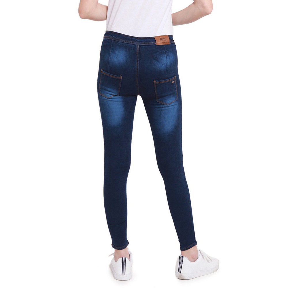 Dazina Light Stoned HighWaist Jeans Wanita- Celana HW Navy