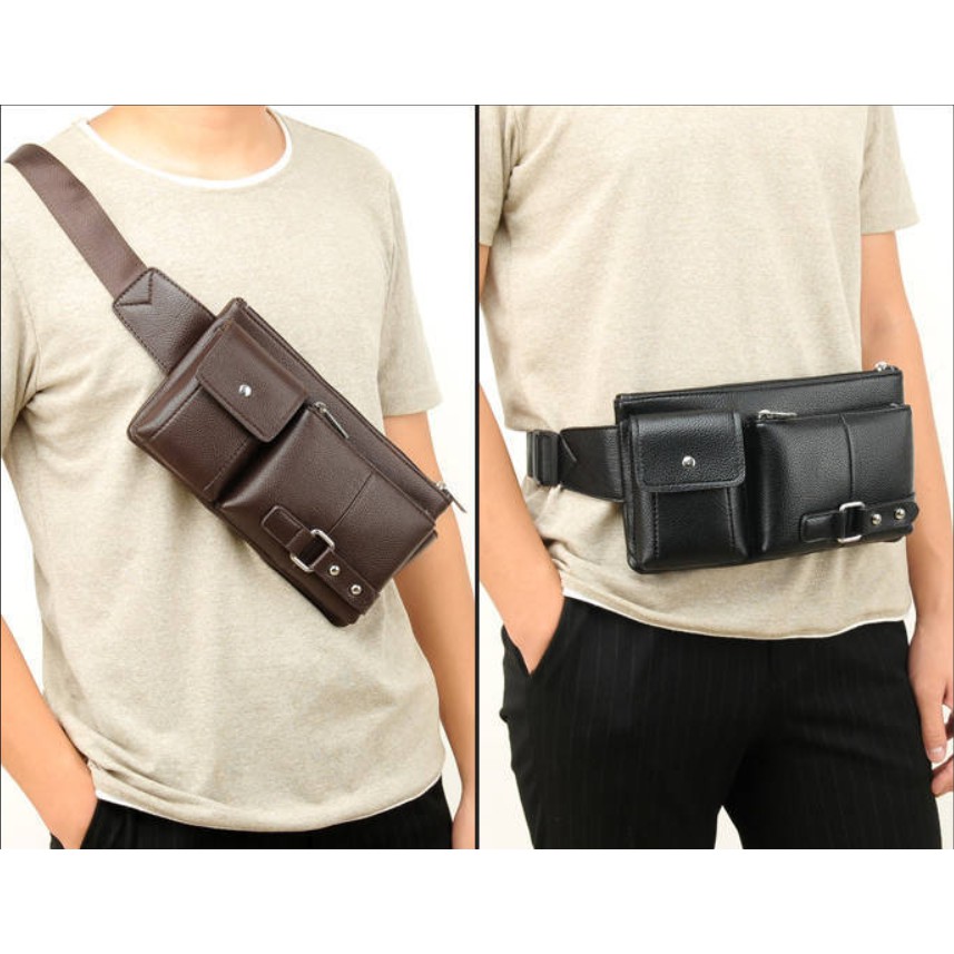 Tas Pinggang Pria B8115 Waist Bag For Men Import Bag Tas Pinggang Kulit