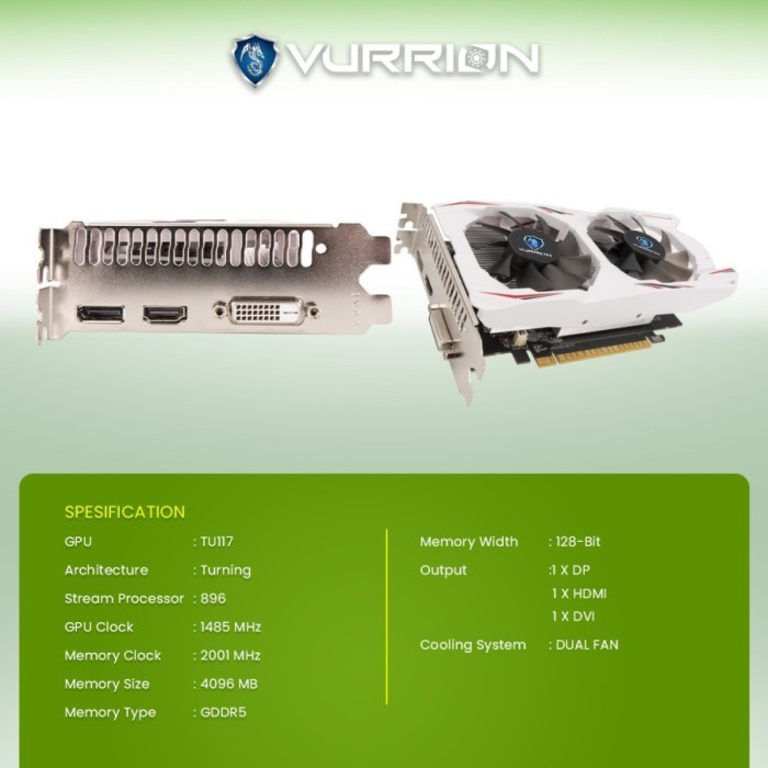 VURRION GTX 1650 4GB GDDR5 128BIT / GTX1650