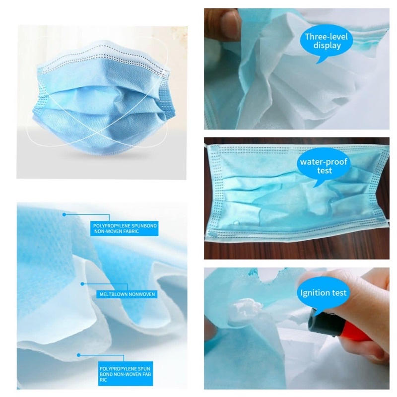 Masker medis sekali pakai /  disposable face mask earloop /headloop isi 50 pc