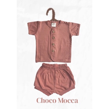 Libby Comfy Set Setelan Pendek / Libby New Born 1 Pasang 0-3 3-6 6-12 Bulan / Libby Baby / Baju Bayi-Choco Mocca