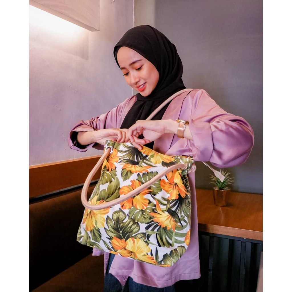 EQ_(COD) TOTEBAG Kanvas Tote bag Wanita Tebal Motif LUCU Model Tali Sumbu Tambang BESAR