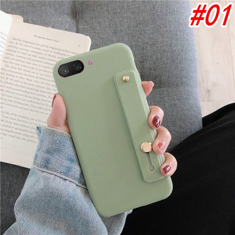 Casing Huawei Y9 Y7 Y6 Y5 P30 Nova 2 2i 3i 5T Honor 7S 7A 8A Lite Pro Prime 2018 2019 Candy solid color Frosted feel Soft Case Cover+Wristband-3