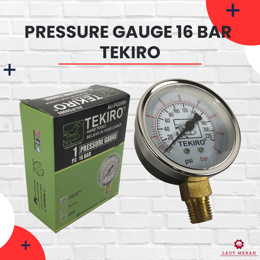 Jual Manometer 16 bar TEKIRO Pressure Gauge 16 bar Manometer 16kg Mano