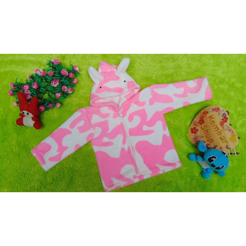 kembarshop Baju Jaket Bayi Newborn 0-12bulan Doreng Mantel Hangat Murah-1