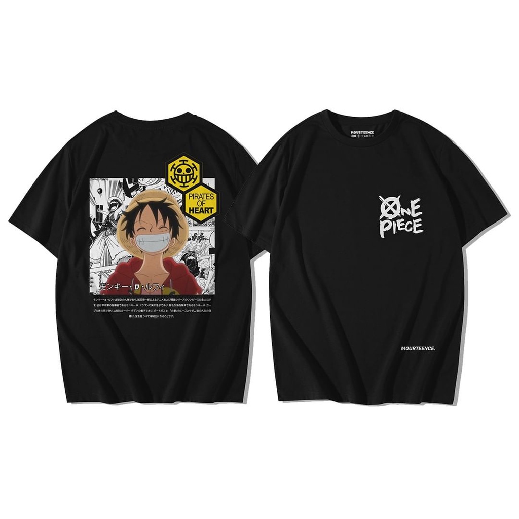 BAJU KAOS T SHIRT DISTRO PRIA COWOK GAMBAR ONE PIECE BAHAN COTTON 30S ADEM MENYERAP KERINGAT HITAM P